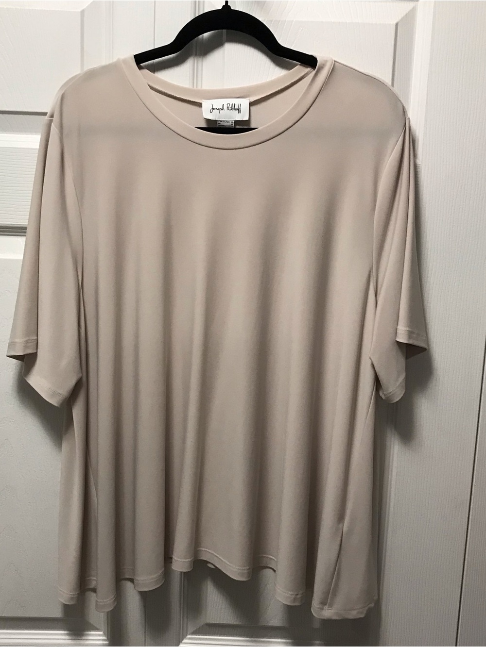 Joseph Ribkoff Neutral Cream Short-Sleeve Round Neck Top
